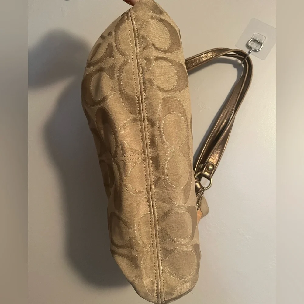 Coach Tan Signature Tote Bag Classic C Monogrammed Fabric